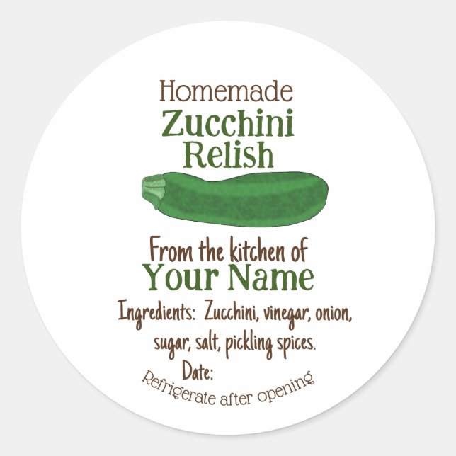 Sticker Rond Pochettes de courgettes maison ou caramel de mason (Devant)