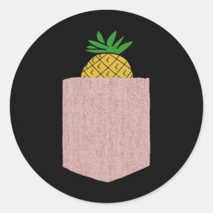 Sticker Rond Pocket cadeau ananas-chemise à ananas-fruit-poche 