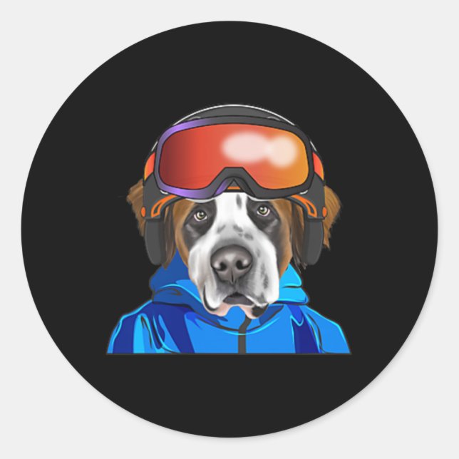 Sticker Rond Pocket de snowboard St. Bernard Skier (Devant)