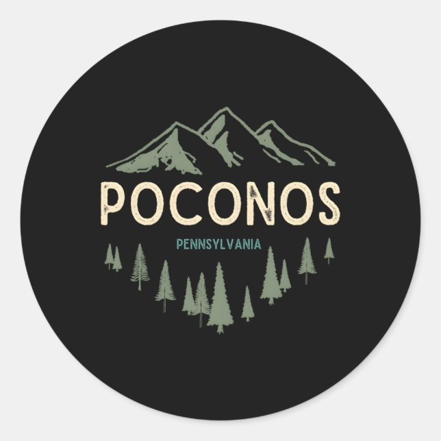 Sticker Rond Pocono Mountains Poconos Pennsylvanie (Devant)