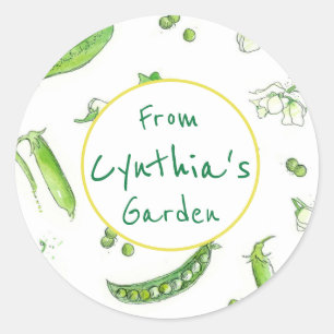 Sticker Rond Pods De Pois Sucrés Légumes Du Jardin De