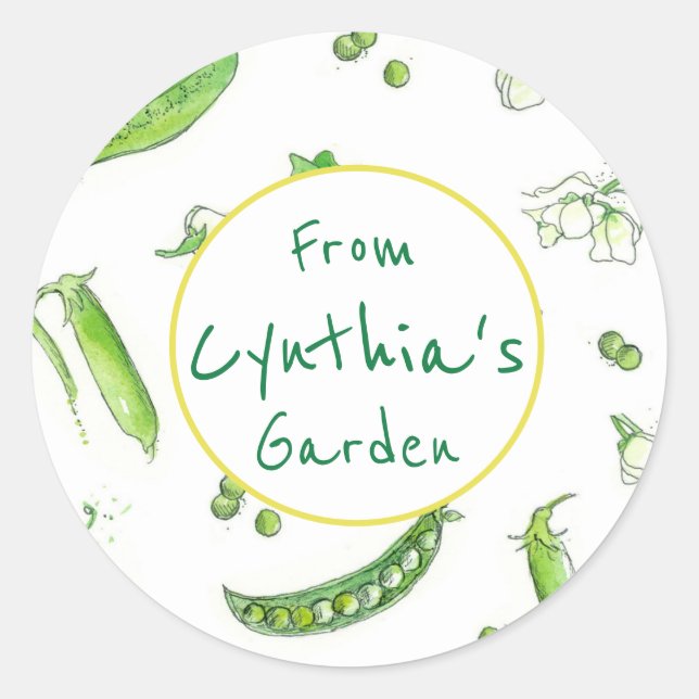 Sticker Rond Pods De Pois Vert Végétable Du Jardin De (Devant)