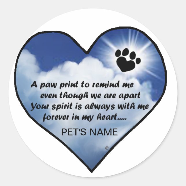 Sticker Rond Poème commémoratif Pawprint (Devant)