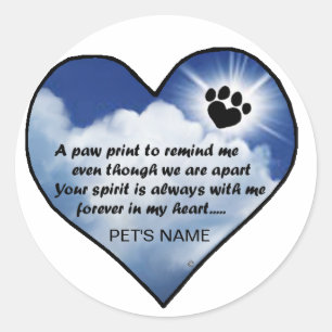 Sticker Rond Poème de mémorial de Pawprint
