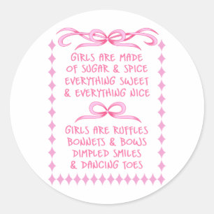 Sticker Rond Poème New Baby Girl