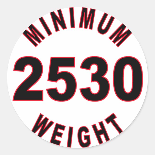 Sticker Rond Poids minimum 2530 ronde (Devant)