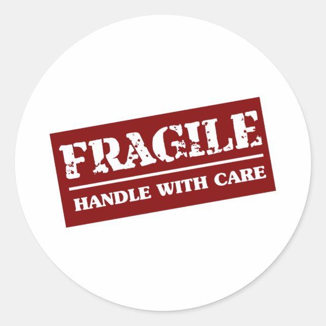 Sticker Rond Poignée fragile avec article de soins (Devant)