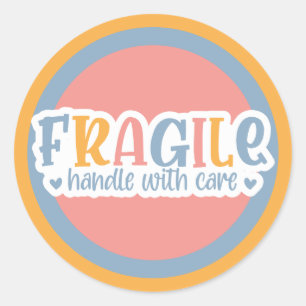 Sticker Rond Poignée Fragile Avec Soin