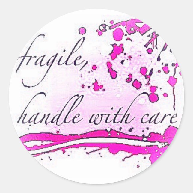Sticker Rond poignée fragile avec soin (Devant)