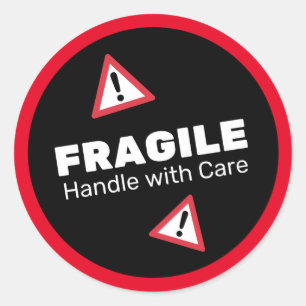 Sticker Rond Poignée fragile avec soin