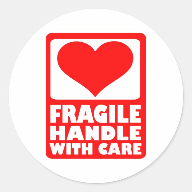 Sticker Rond Poignée fragile avec soin (Devant)