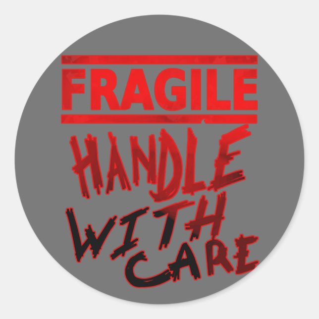Sticker Rond poignée fragile avec soin (Devant)