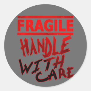 Sticker Rond poignée fragile avec soin