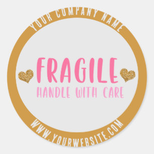 Sticker Rond Poignée fragile avec voiture Custom Business