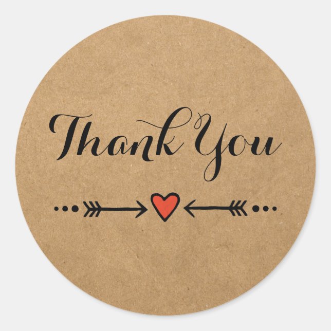 Sticker Rond Poignées et flèches roses Merci rustique (Devant)