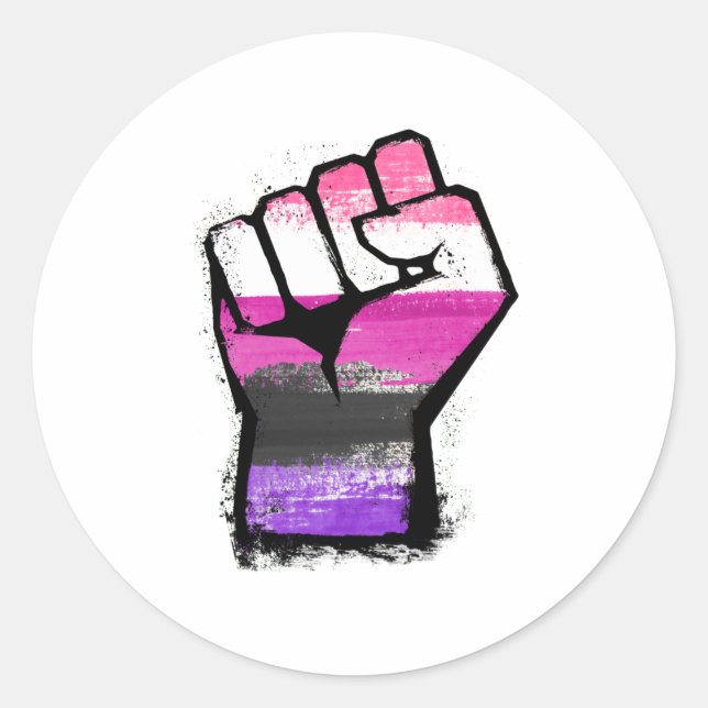 Sticker Rond Poing de protestation de genre (Devant)