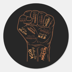 Sticker Rond Poing de puissance Inspirer les leaders noirs Poin