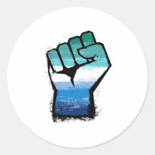 Sticker Rond Poing levé de protestation masculin gay