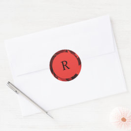 Sticker Rond Poinsettia Pétales Cadre Monogramme Enveloppe Scea