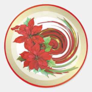 Sticker Rond Poinsettia Swirl