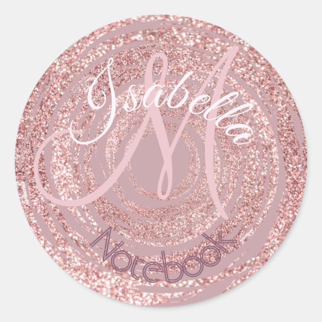Sticker Rond Point de Parties scintillant rose monogramme  (Devant)