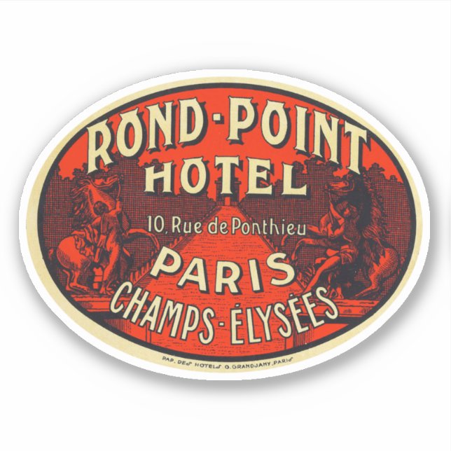 Sticker Rond Point Hotel Paris Chaps Elysees (Devant)