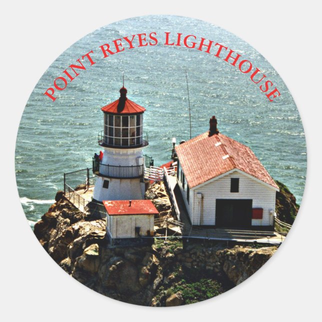 Sticker rond Point Reyes Lighthouse, Californie (Devant)