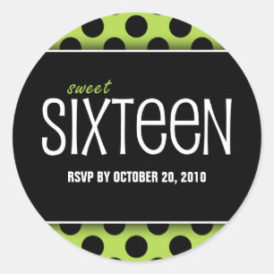 Sticker Rond Point vert sweet sixteen   Sceau d'enveloppe RSVP