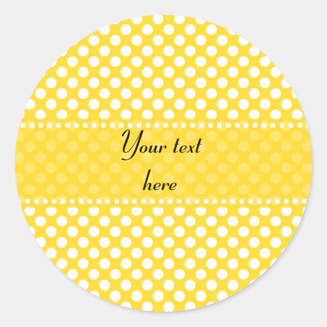 Sticker Rond Pointe Polka blanche et jaune (Devant)