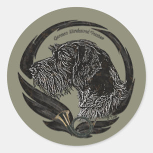 Sticker Rond Pointeur À poils durs allemand