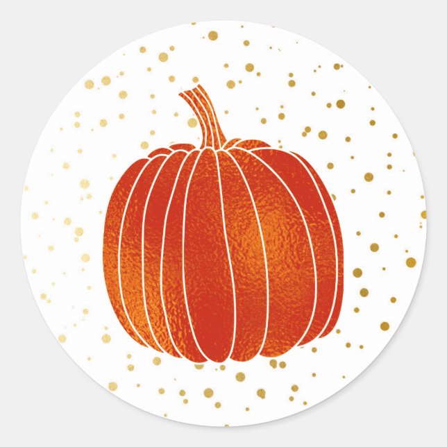 Sticker Rond Points blancs or Citrouille d'automne orange brill (Devant)