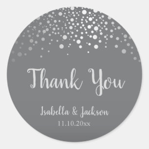Sticker Rond Points Confetti gris et argent