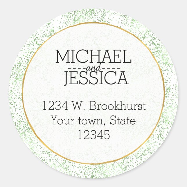 Sticker Rond Points Confetti Mint Nom et adresse personnalisés (Devant)