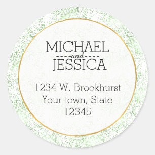 Sticker Rond Points Confetti Mint Nom et adresse personnalisés