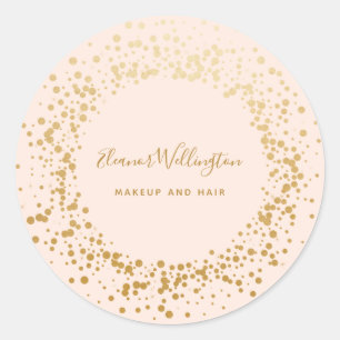 Sticker Rond Points de Confetti en or rose pâle