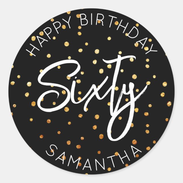 Sticker Rond Points de Parties scintillant d'or personnalisés 6 (Devant)