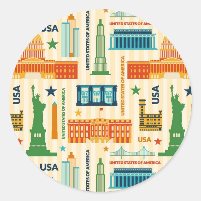 Sticker Rond Points de repère des États-Unis d'Amérique (Devant)