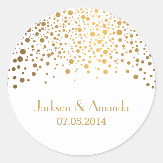Sticker Rond Points d'or en blanc | Personnaliser (Devant)