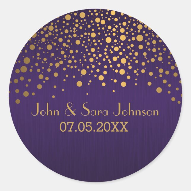 Sticker Rond Points d'or et pourpre | Personnaliser (Devant)