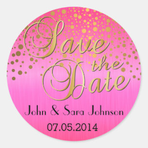 Sticker Rond Points d'or et rose   Personnaliser   MARIAGE