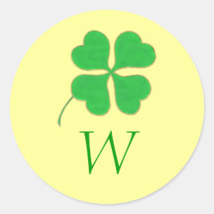 Sticker Rond Points d'or Shamrocks verts Monogrammes Phoques Ma