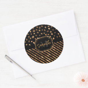Sticker Rond Points et bandes de Parties scintillant d'or
