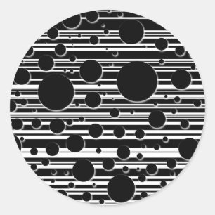 Sticker Rond Points et rayures noirs et blancs