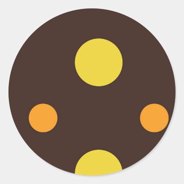 Sticker Rond Points jaunes et orange sur Arrière - plan Brown (Devant)