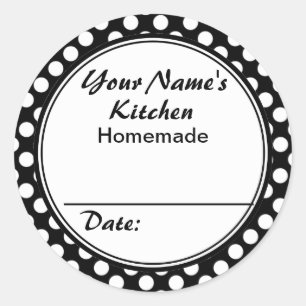 Sticker Rond Points noirs et blancs de la cuisine Personnalisé