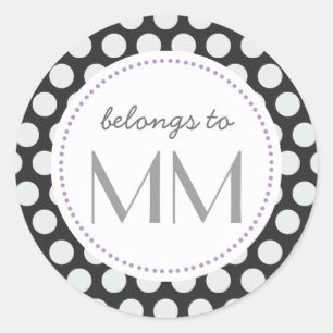 Sticker Rond Points noirs et blancs monogrammes - do-it-yoursel