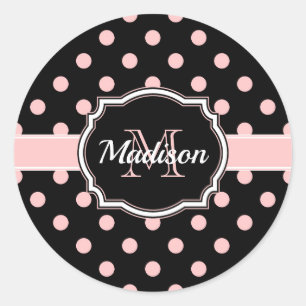 Sticker Rond Points noirs et roses