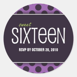 Sticker Rond Points pourpres sweet sixteen Sceau d'enveloppe