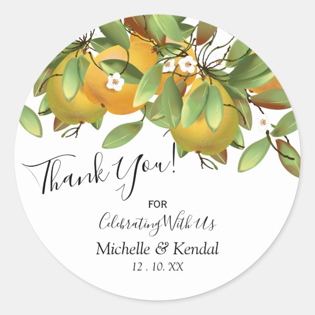 Sticker Rond Poires Fruit | Merci (Devant)