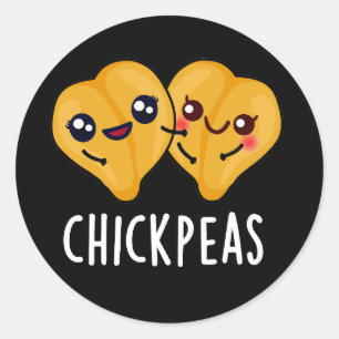 Sticker Rond Pois chiches amusant Nourriture Pun Dark BG